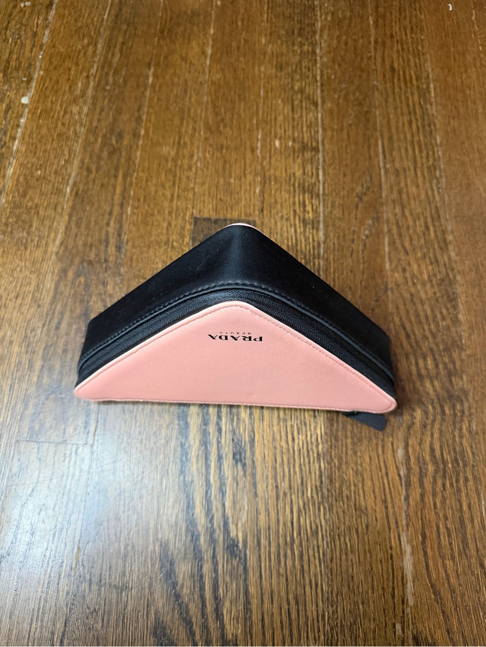 Prada Beauty Triangular Cosmetic Pouch - Pale Pink with Black Trim - Picture 3 of 5
